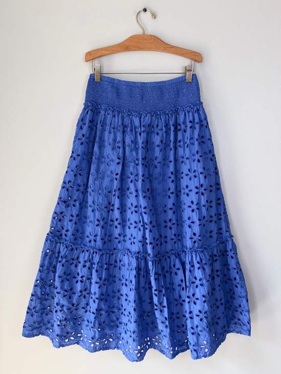 Jennifer & Grace Dresses & Skirts - Jennifer & Grace Tiered Floral Eyelet Smocked Waist Midi Skirt Prairie Farmhouse